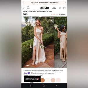 Show me your Mumu Shannon One Shoulder - Champagne Luxe Satin - XL